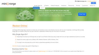 Single Sign On(SSO) solution for Reckon Online - miniOrange