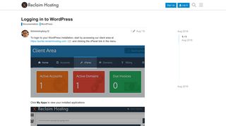 Logging in to WordPress - WordPress - Reclaim Hosting Community