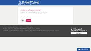 Customer reference reminder | Track your claim with ReclaimPPI.co.uk