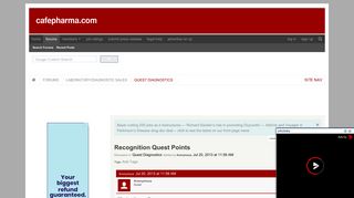 Recognition Quest Points | Cafepharma Message Boards | Pharma ...