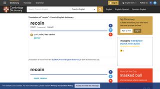 recoin translate French to English: Cambridge Dictionary