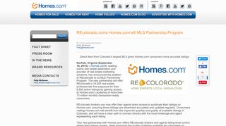 REcolorado Joins Homes.com's® MLS Partnership Program | Homes ...