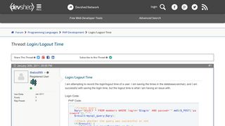 Login/Logout Time - Dev Shed Forums