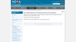 New Zealand Record of Achievement Document Verification » NZQA