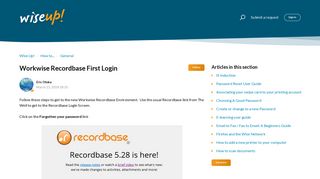 Workwise Recordbase First Login – Wise Up!