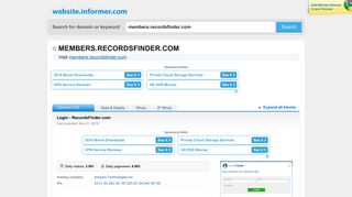 members.recordsfinder.com at WI. Login - RecordsFinder.com