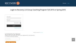 Login | Recovery2Point0 Members - Recovery 2.0