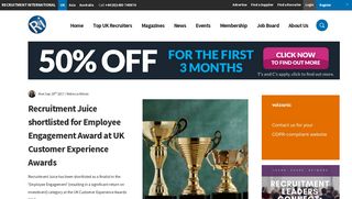 Recruitment Juice shortlisted for Employee Engagement Award at UK ...