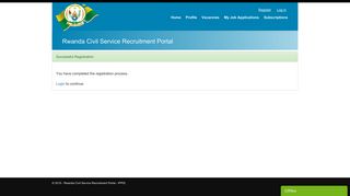 Rwanda Civil Service Recruitment Portal - ConfirmationSuccess