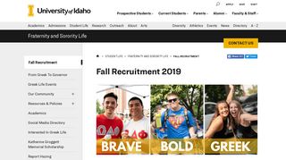 Fall Recruitment - Fraternity & Sorority Life - University of Idaho