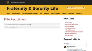 PHA Recruitment // Fraternity & Sorority Life // University of Missouri