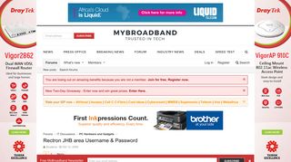 Rectron JHB area Username & Password | MyBroadband