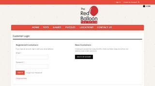 Customer Login | The Red Balloon Toy Store