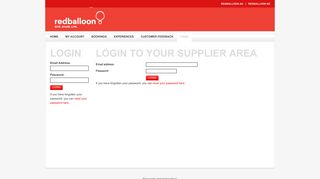 Login - Suppliers - Suppliers - RedBalloon Supplier Section - Suppliers