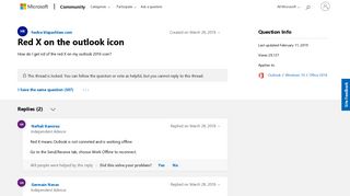 Red X on the outlook icon - Microsoft Community