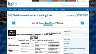 Inglis - 2017 Melbourne Premier Yearling Sale - Lot 50, Exceed and ...