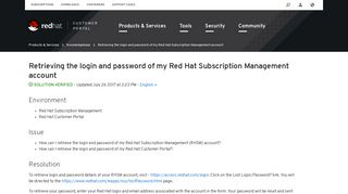 Retrieving the login and password of my Red Hat Subscription ...