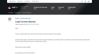 Login Screen Banner - Red Hat Customer Portal
