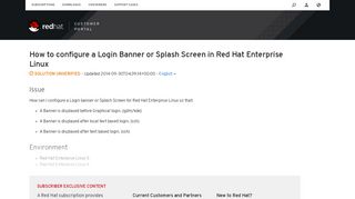 How to configure a Login Banner or Splash Screen in Red Hat ...