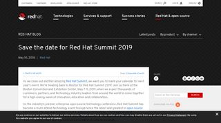 Save the date for Red Hat Summit 2019