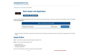 Red Lobster Job Application - Adobe PDF - Apply Online