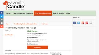 Free Birthday Meals-Red Mango - FavoriteCandle