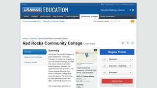Red Rocks Community College in Lakewood, CO | US News Education