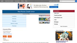 Red Rocks Credit Union - Littleton, CO - Credit Unions Online