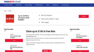 Claim up to £50 in free bets with Redbet