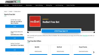 Claim £10 Redbet Free Bet Bonuses | Free Bets UK