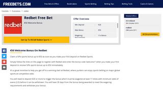 Redbet €50 Welcome Bonus Offer | Freebets.com