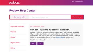 How can I sign in to my account at the Box? - Redbox Help Center