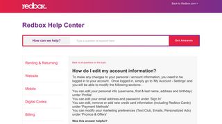 How do I edit my account information? - Redbox.com - Service