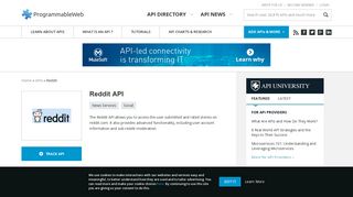 Reddit API | ProgrammableWeb