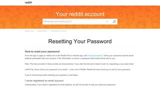 Resetting Your Password | Reddit Help
