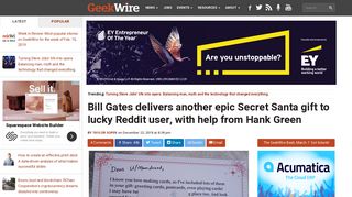 Bill Gates delivers another epic Secret Santa gift to lucky Reddit user ...