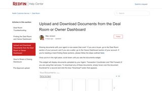 Upload and Download Documents from the Deal Room or Owner ...