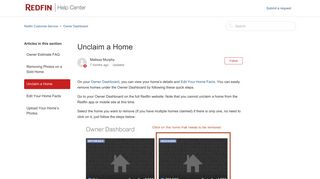Unclaim a Home – Redfin Customer Service