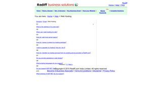 Domain Name, Email hosting, Web hosting: Help Section: Rediff.com