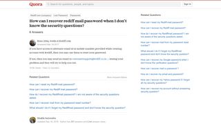 How to recover rediff mail password when I don't know the security ...