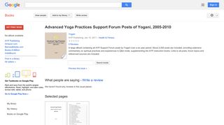 Advanced Yoga Practices Support Forum Posts of Yogani, 2005-2010