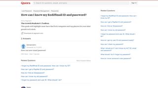How to know my Rediffmail ID and password - Quora
