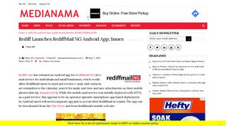 Rediff Launches RediffMail NG Android App; Issues - MediaNama