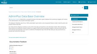 AdminPlus Data Base Overview - Rediker Support Documentation