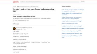 How to redirect to a page from a login page using PHP - Quora