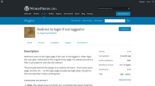 Redirect to login if not logged in | WordPress.org