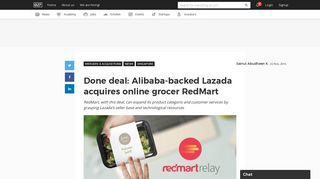 Done deal: Alibaba-backed Lazada acquires online grocer RedMart