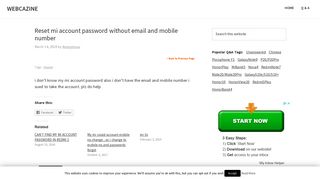 Reset mi account password without email and mobile number - WEBCAZINE