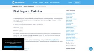 Default Redmine user, first login | Redmine Help & Support