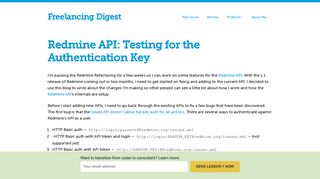 Redmine API: Testing for the Authentication Key - Freelancing Digest